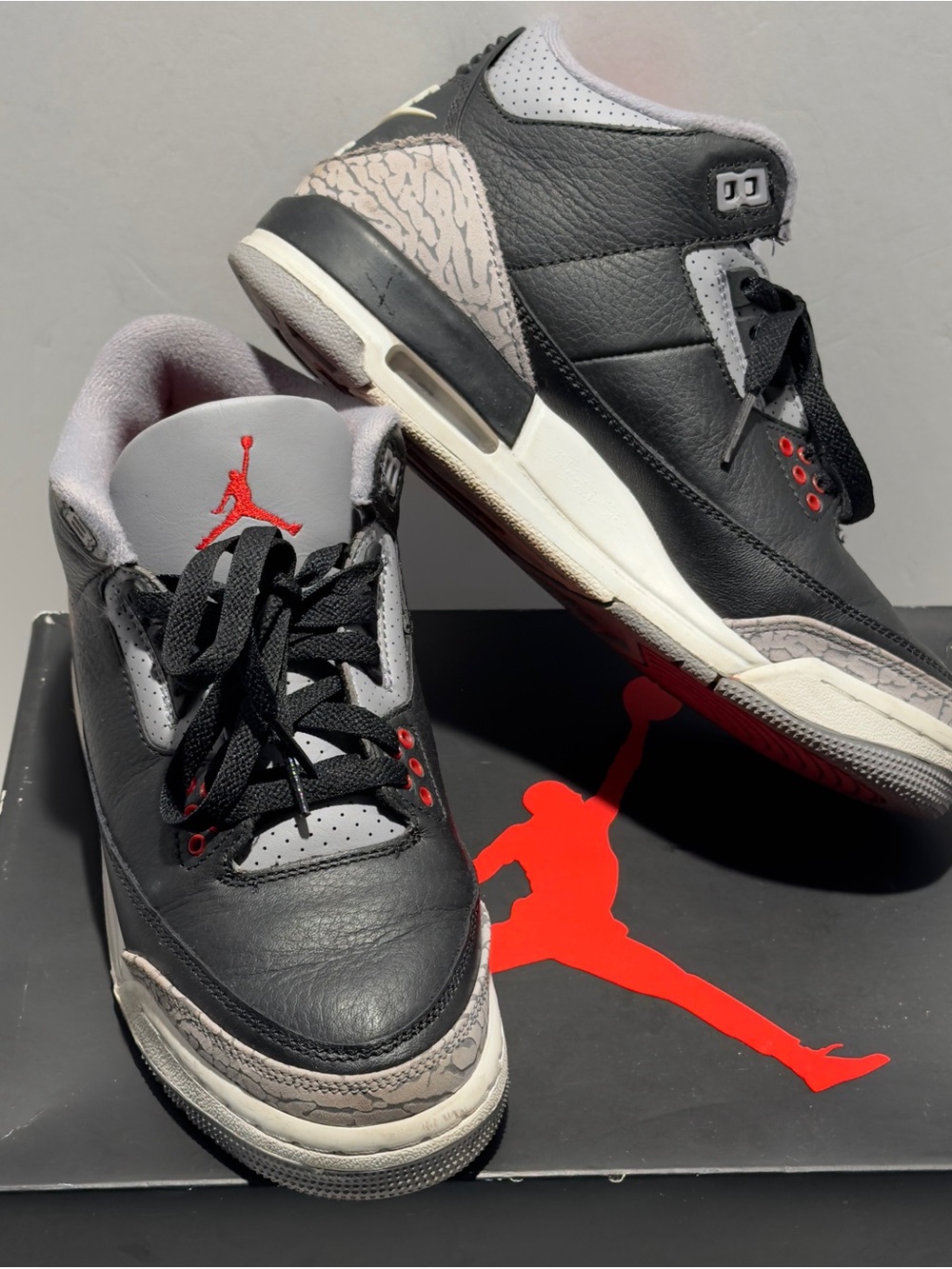 Air Jordan 3 'Black Cement' Sneakers, Size 6Y DM0967-010 With Original Box